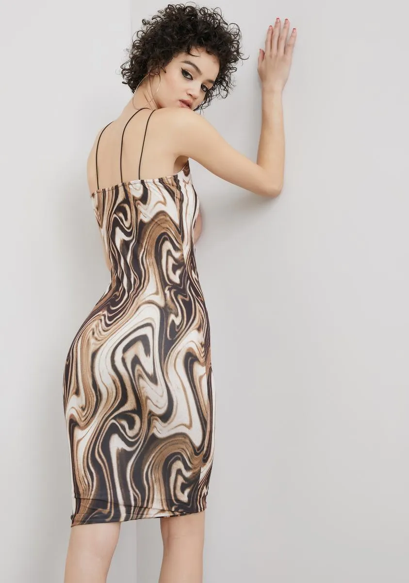 Taupe Second Skin Bodycon Midi Dress sold by Dolls Kill product image thumbnail 4