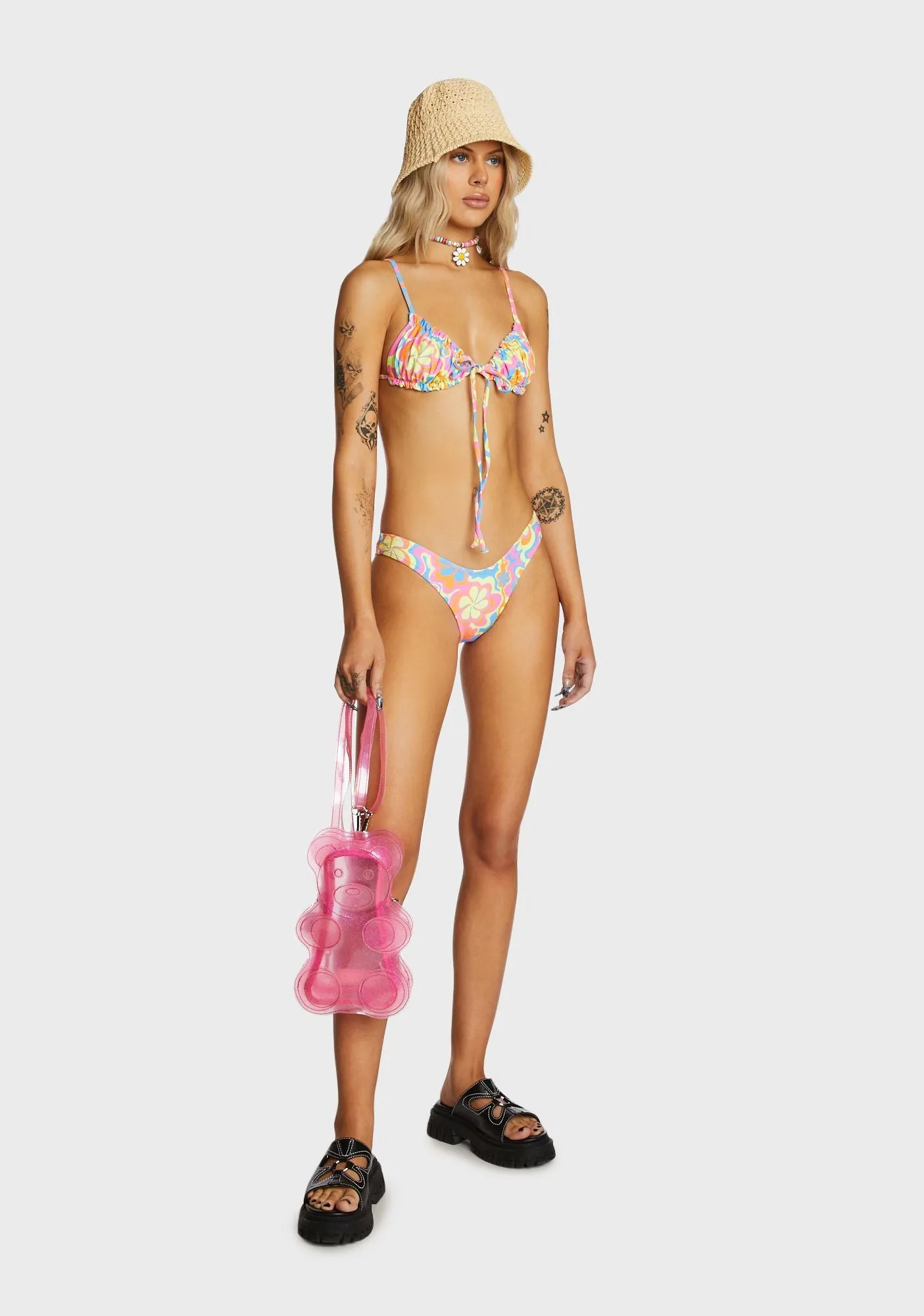 Ruched Bralette Bikini Top - Lovey Dovey sold by Dolls Kill product image thumbnail 3