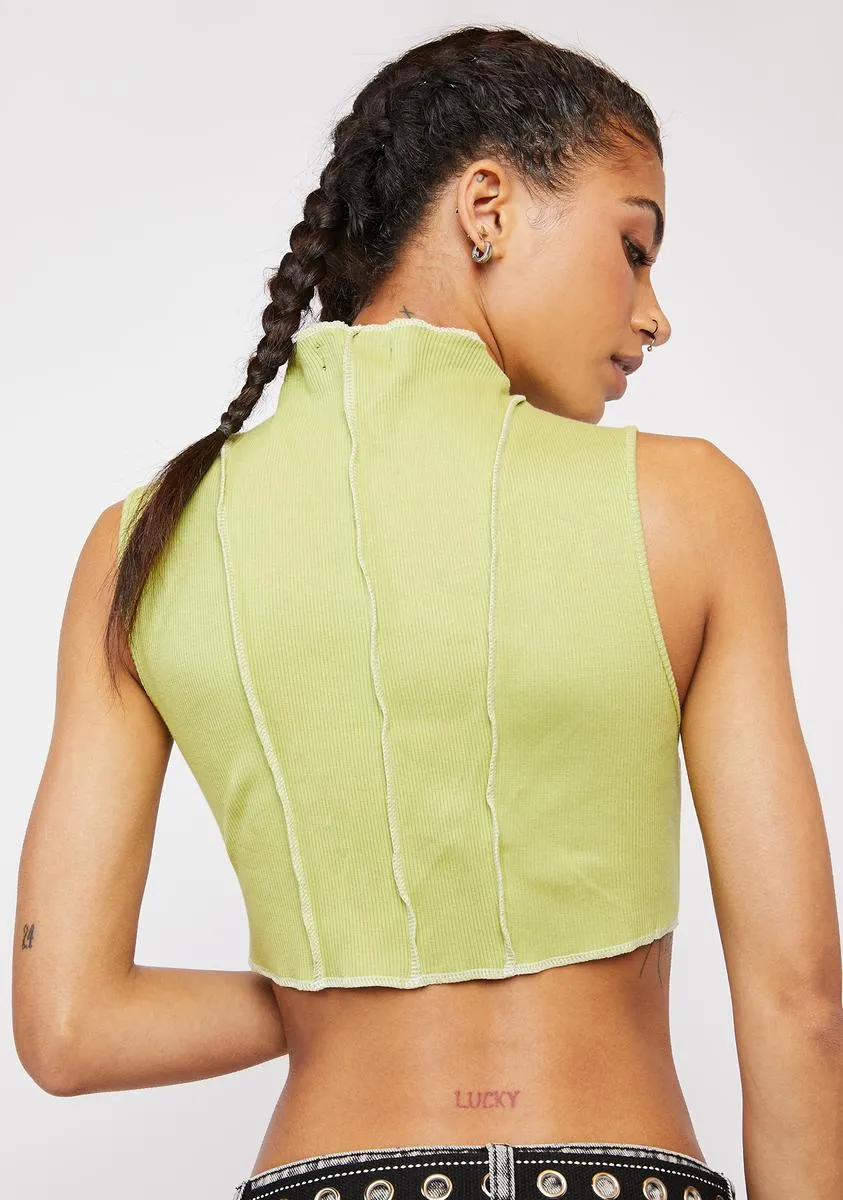 Green Ivy Ribbed Crop Tank sold by Dolls Kill product image thumbnail 4