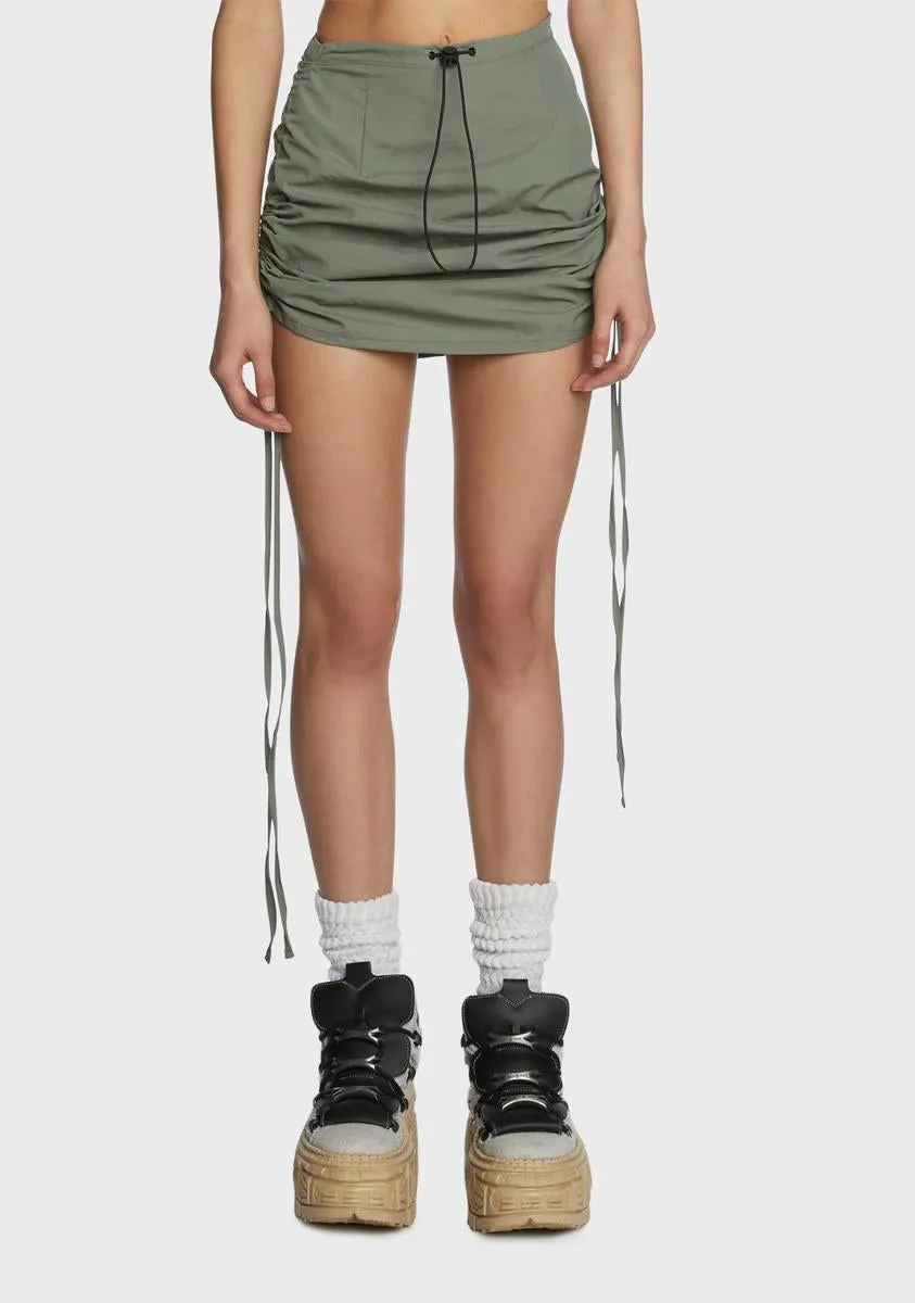 Mercury Ruched Mini Skirt sold by Dolls Kill
