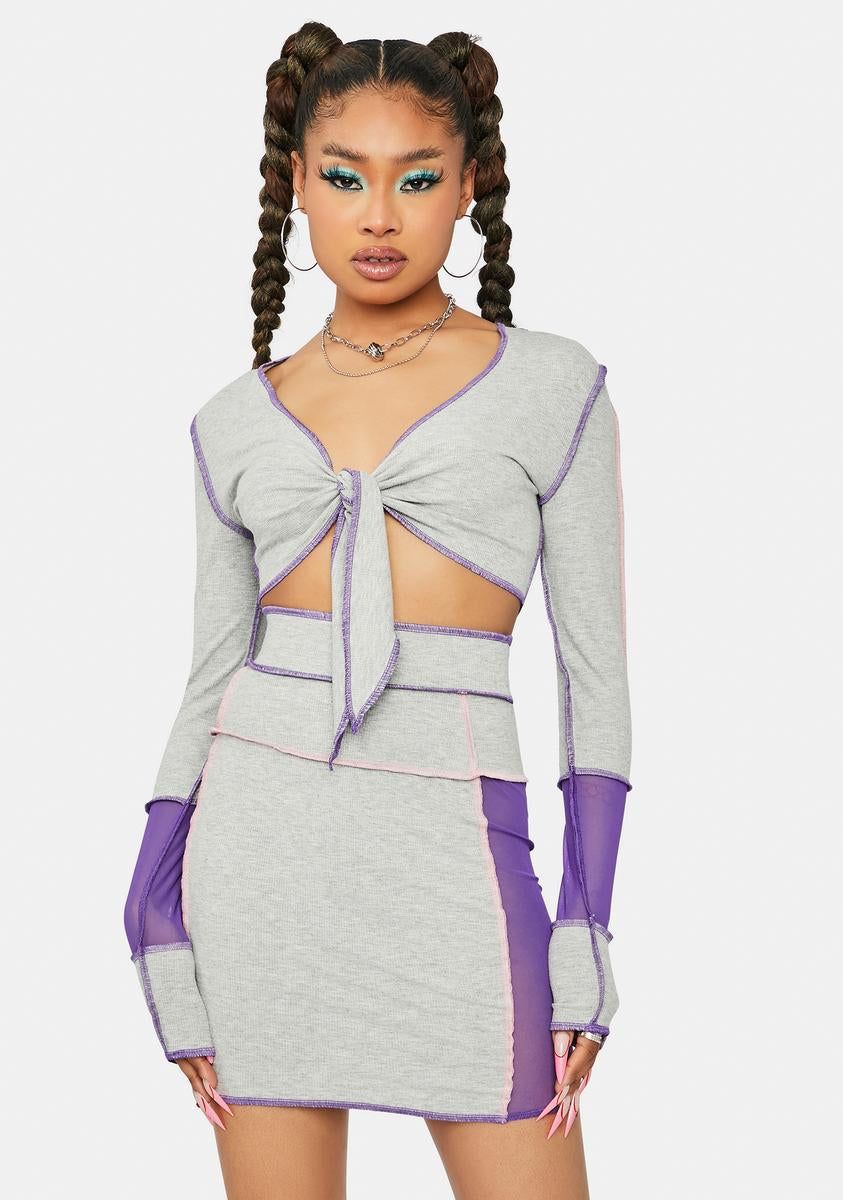 Cloudy True Feelings Colorblock Skirt Set sold by Dolls Kill