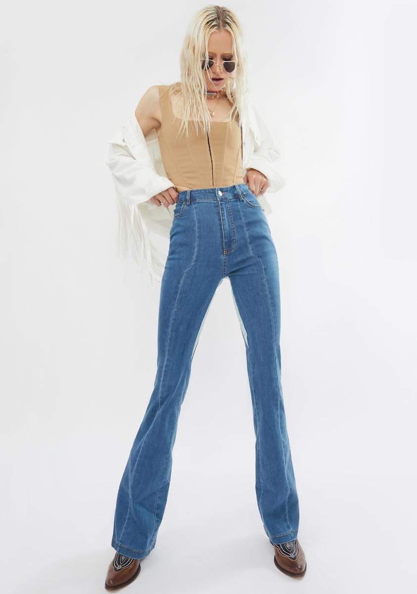 Open Hearted Denim Flares sold by Dolls Kill product image thumbnail 3