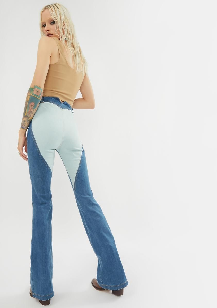 Open Hearted Denim Flares sold by Dolls Kill product image thumbnail 2