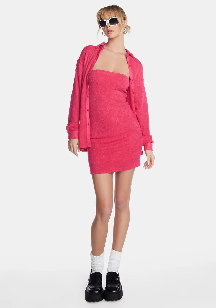 Fuchsia Knit Dress & Shirt Set sold by Dolls Kill product image thumbnail 3