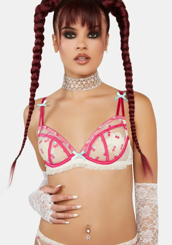 Cherry Embroidered Frill Bra made by Dolls Kill