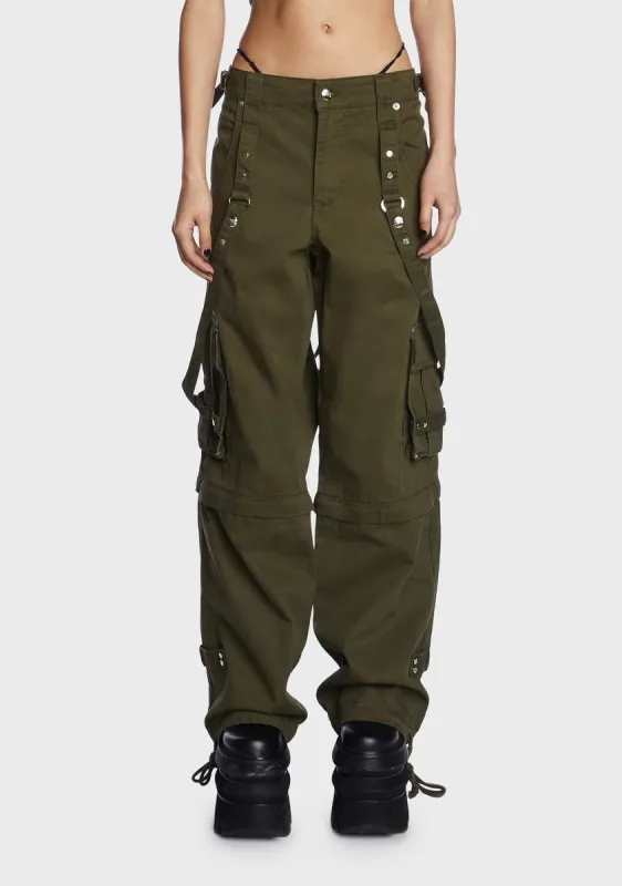 Army Zip Off Crush Pants sold by Dolls Kill