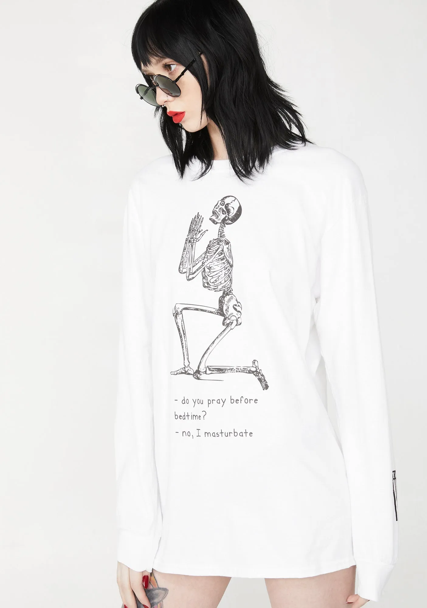 Do You Pray Before Bedtime Long Sleeve Tee sold by Dolls Kill product image thumbnail 2