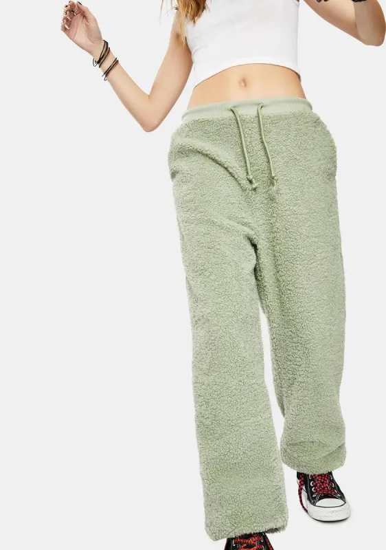 Pistachio Sherpa Joggers sold by Dolls Kill