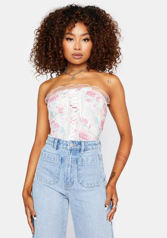 Flower Shy Corset Top sold by Dolls Kill