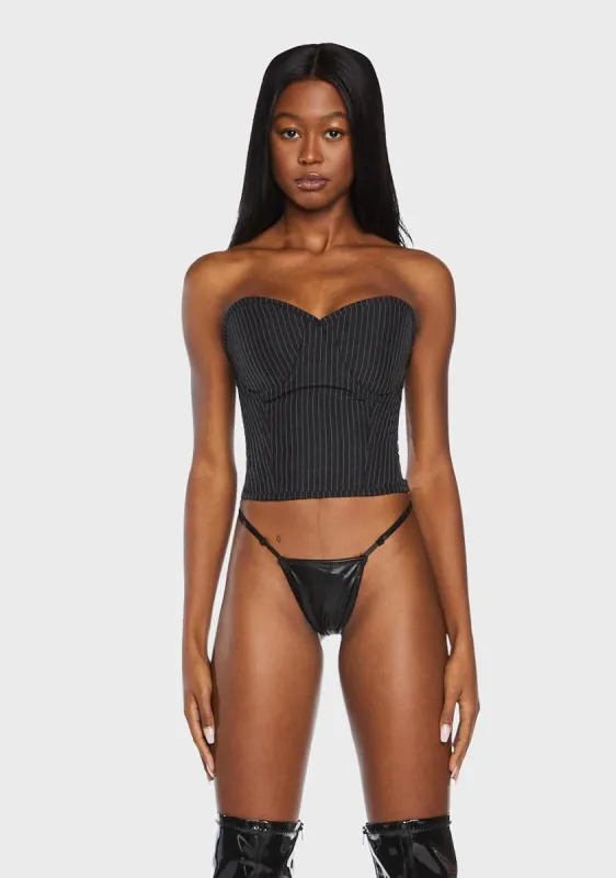 Lavish Pinstripe Underwire Bustier sold by Dolls Kill