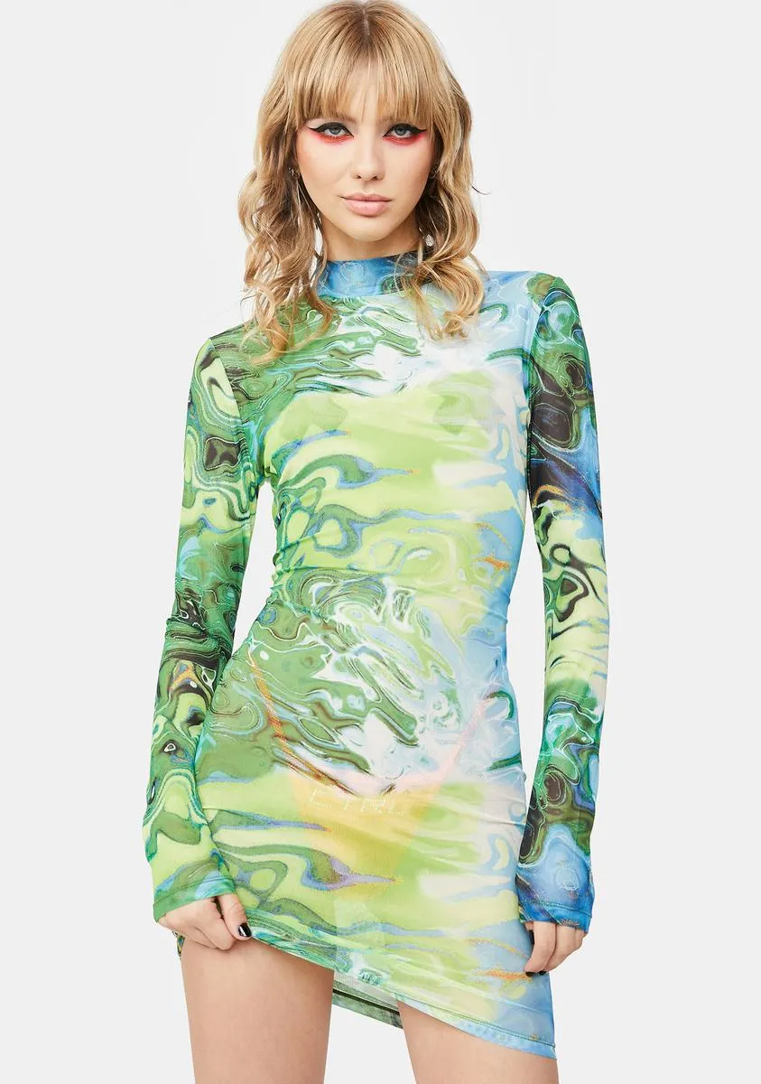 Trippy Night Heat Mesh Dress sold by Dolls Kill