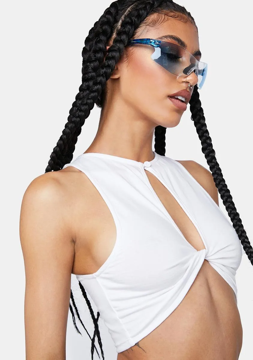 Lycra White Zeme Crop Top sold by Dolls Kill product image thumbnail 2