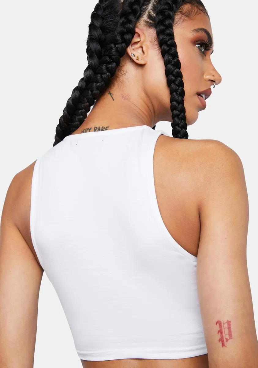 Lycra White Zeme Crop Top sold by Dolls Kill product image thumbnail 4