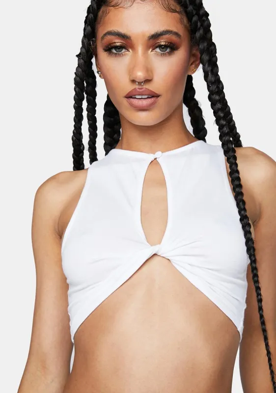 Lycra White Zeme Crop Top sold by Dolls Kill