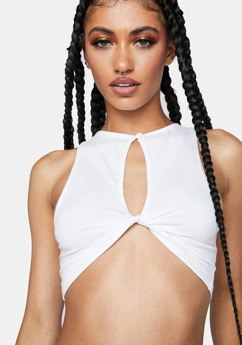 Lycra White Zeme Crop Top sold by Dolls Kill