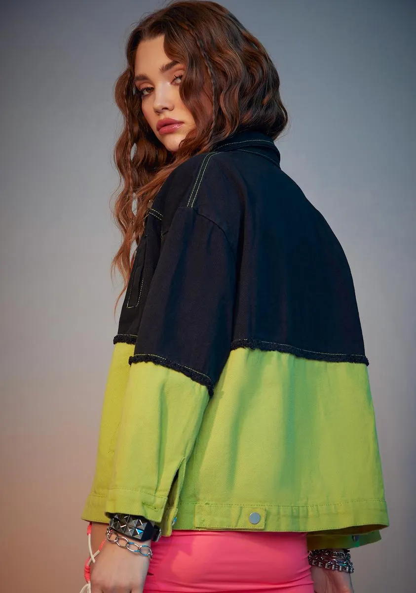 Lime Had Enough Two Tone Denim Jacket sold by Dolls Kill product image thumbnail 4