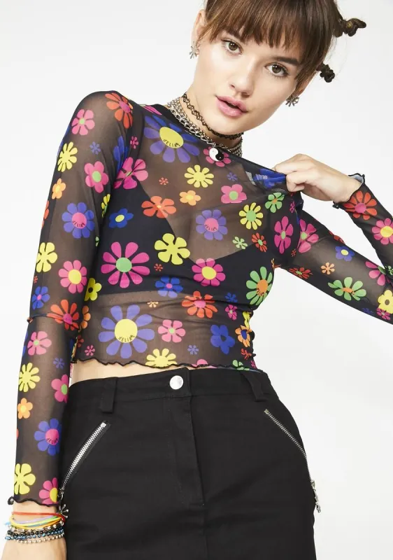 Flower Power Mesh Top sold by Dolls Kill