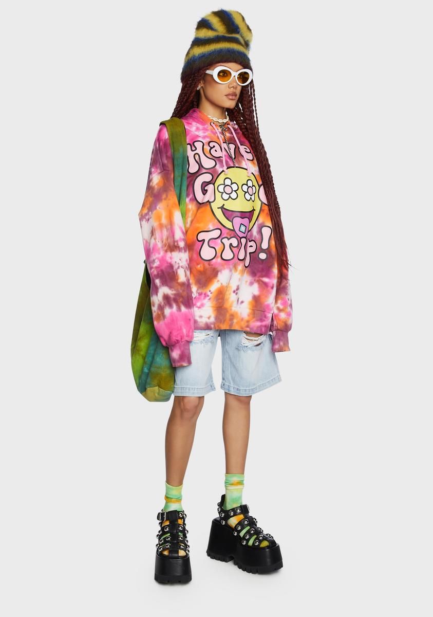 Good Trips Only Tie Dye Hoodie sold by Dolls Kill product image thumbnail 5