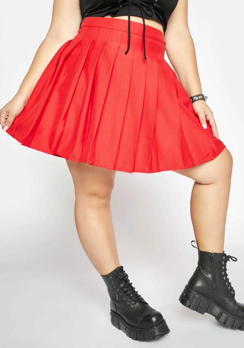 Plus Scarlet Just Like Candy Pleated Skirt sold by Dolls Kill
