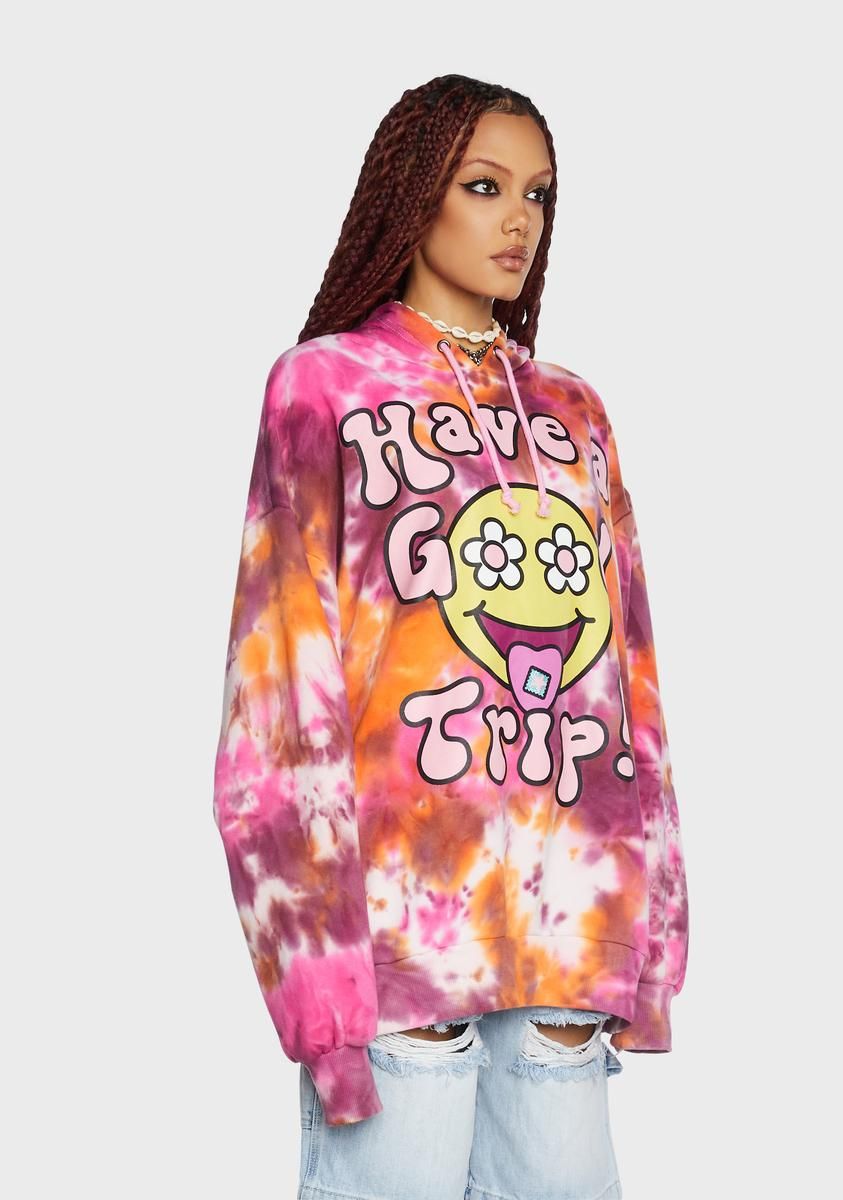 Good Trips Only Tie Dye Hoodie sold by Dolls Kill product image thumbnail 3