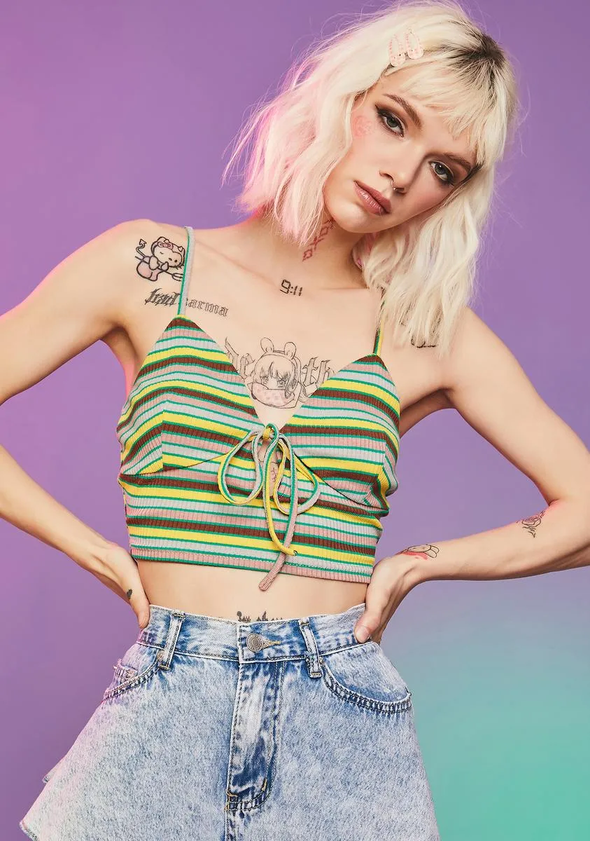 Meet Me Later Striped Crop Top sold by Dolls Kill