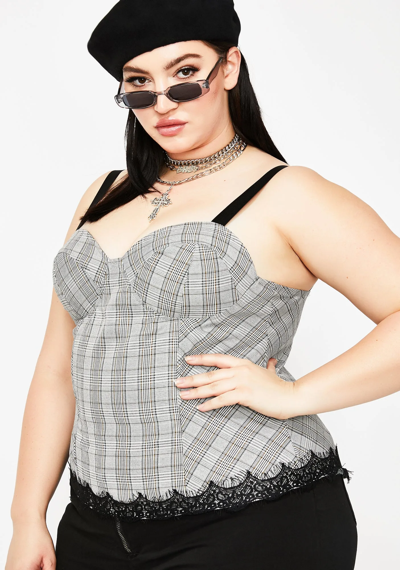 Onyx Forever Muse Plaid Bustier sold by Dolls Kill