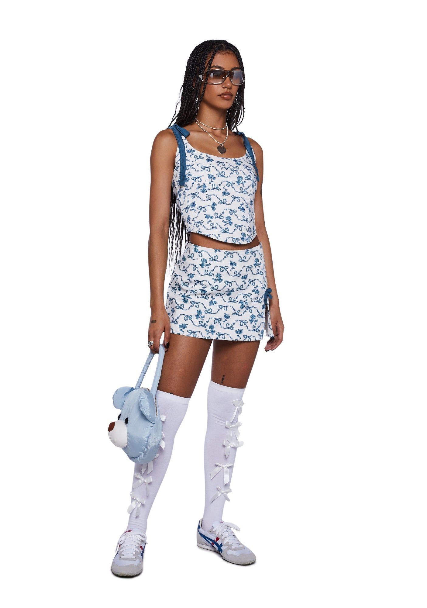 Yatri Mini Skirt - White/Blue sold by Dolls Kill product image thumbnail 2