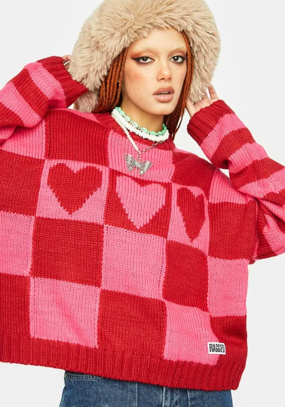 Heartwarmer Checkered Sweater sold by Dolls Kill