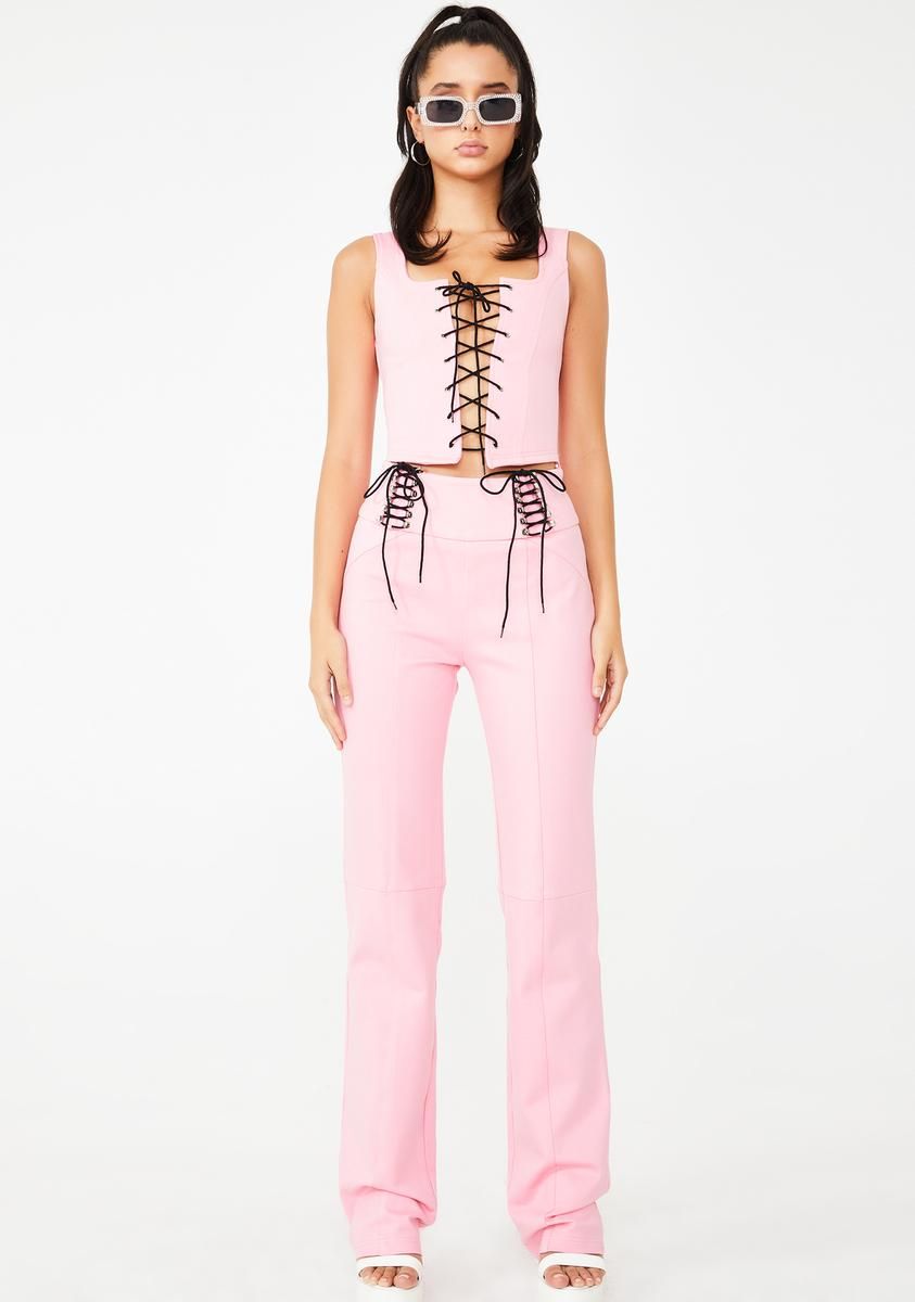 Pink Memphis Lace-Up Top sold by Dolls Kill product image thumbnail 3