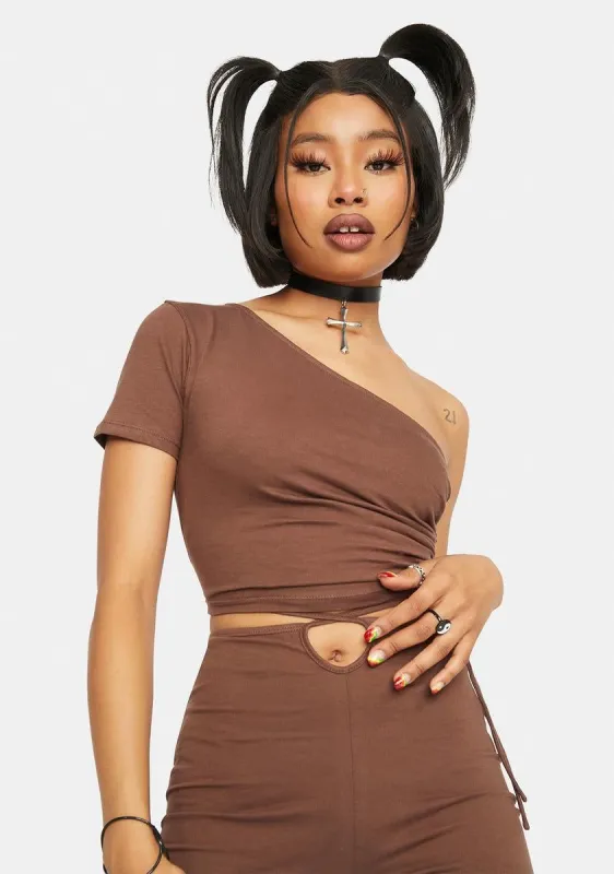 Deep Mahogany Kara Crop Top sold by Dolls Kill