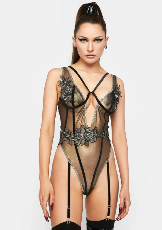 Look But Don't Touch Garter Teddy sold by Dolls Kill