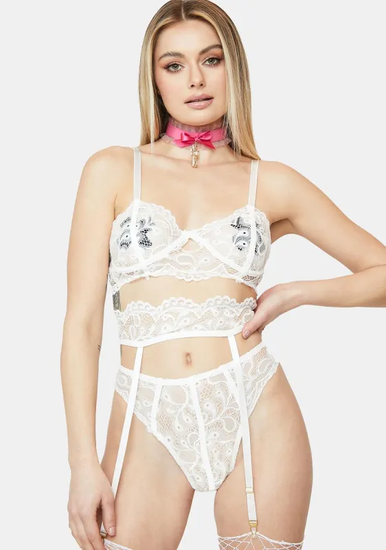 White Do It Lace Lingerie Set sold by Dolls Kill