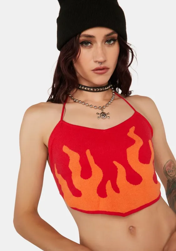 Burning Heart Knit Halter Top sold by Dolls Kill