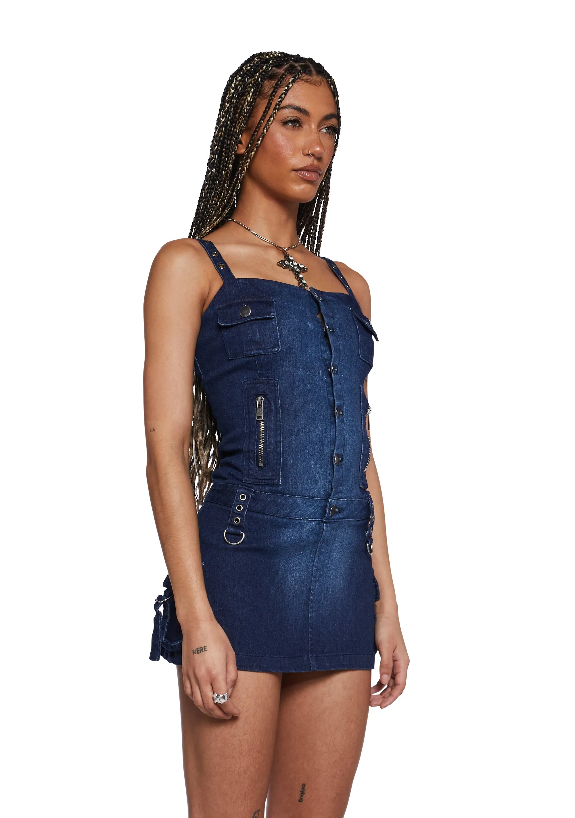 Jaqueline Denim Bodycon Dress sold by Dolls Kill product image thumbnail 3