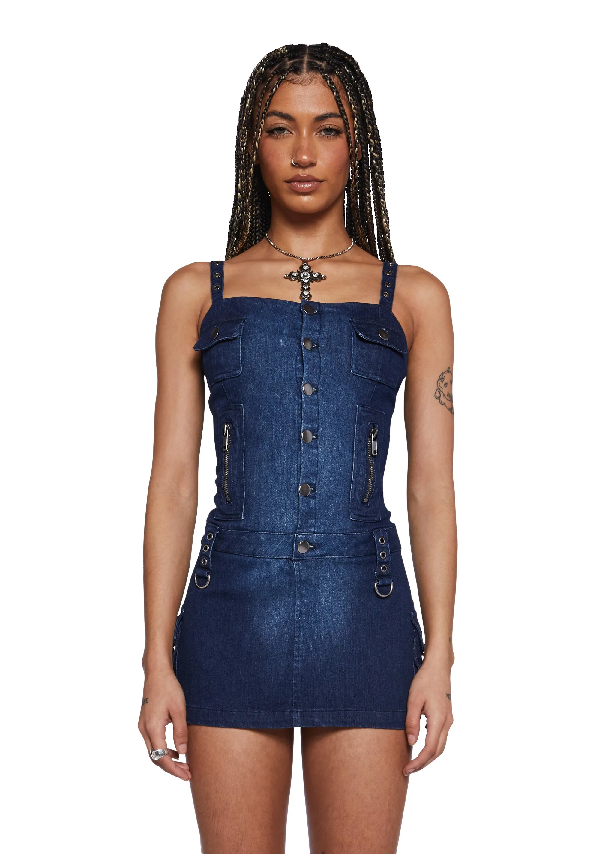 Jaqueline Denim Bodycon Dress sold by Dolls Kill