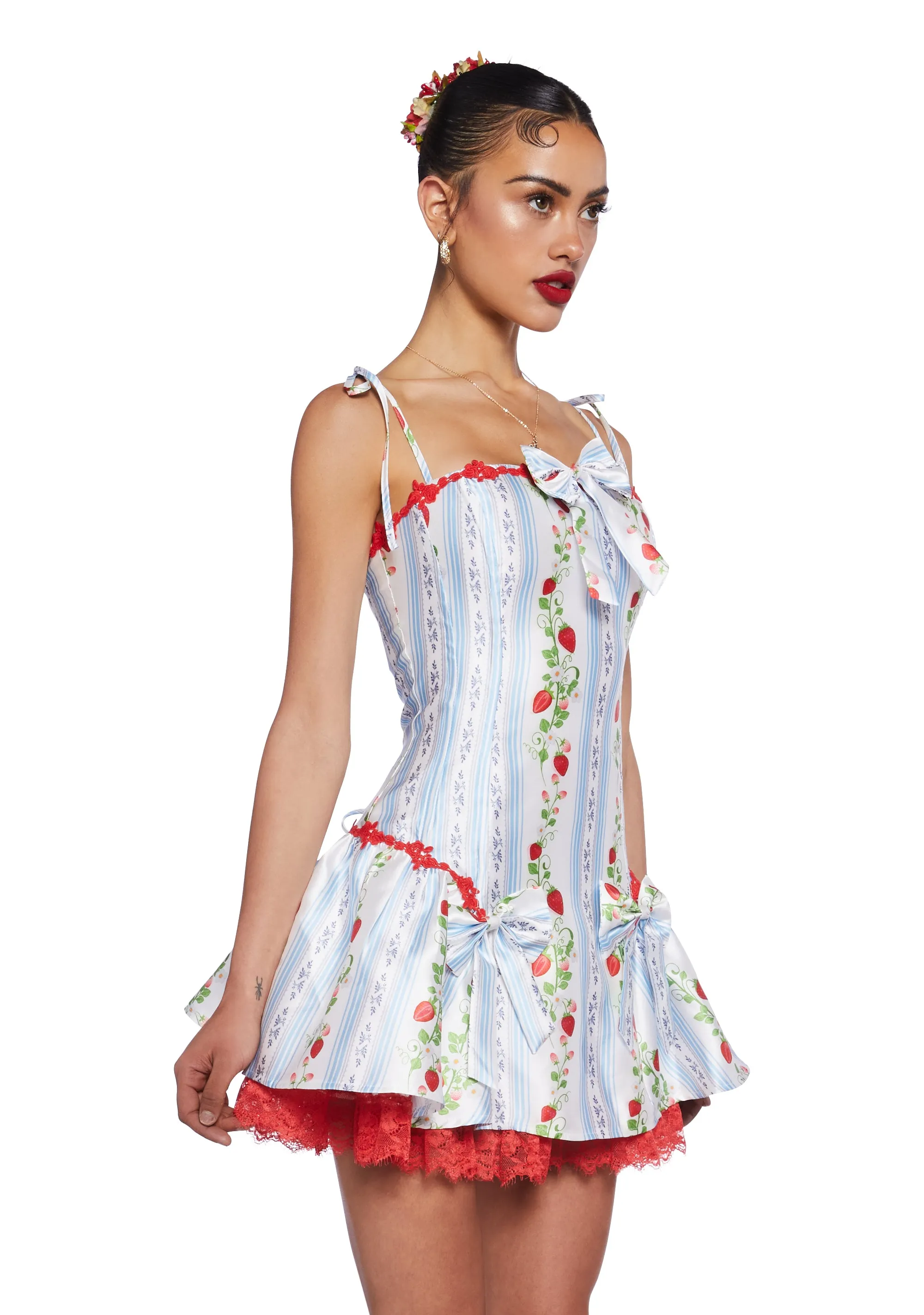 Scandal Sheet Taffeta Dress - Strawberry sold by Dolls Kill product image thumbnail 3