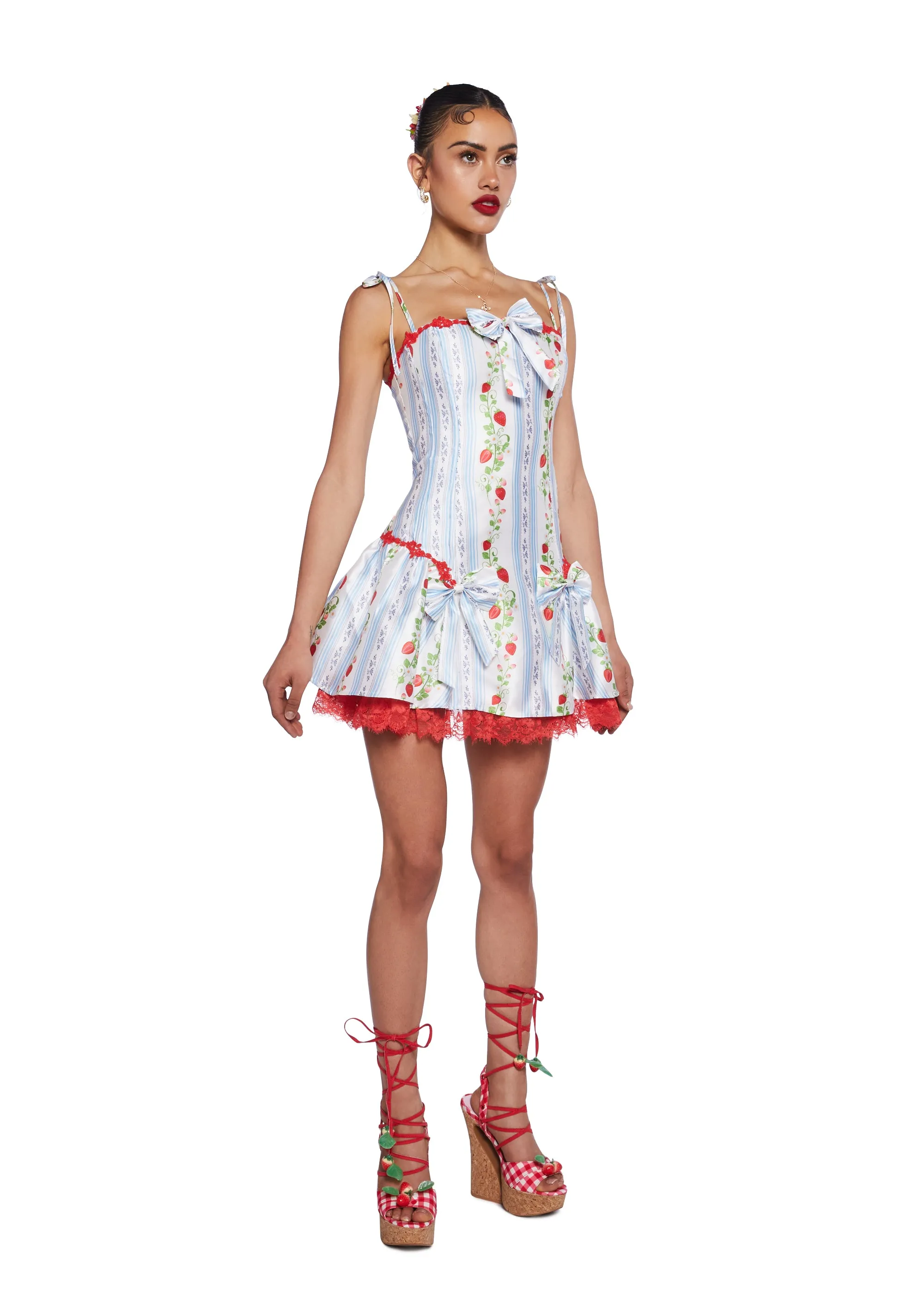 Scandal Sheet Taffeta Dress - Strawberry sold by Dolls Kill product image thumbnail 2