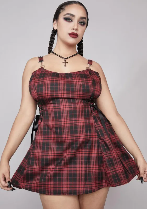 Plus Devious Charm School Dropout Plaid Dress sold by Dolls Kill
