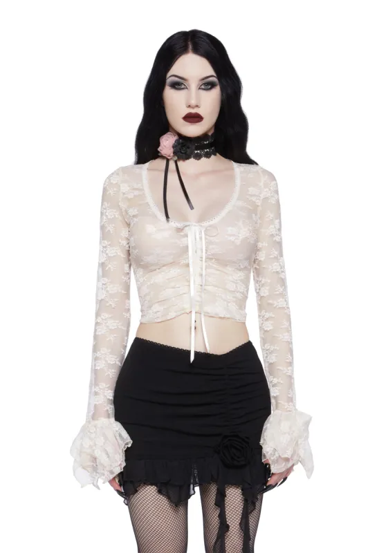Spellbound Matters Long Sleeve Top - Off White sold by Dolls Kill