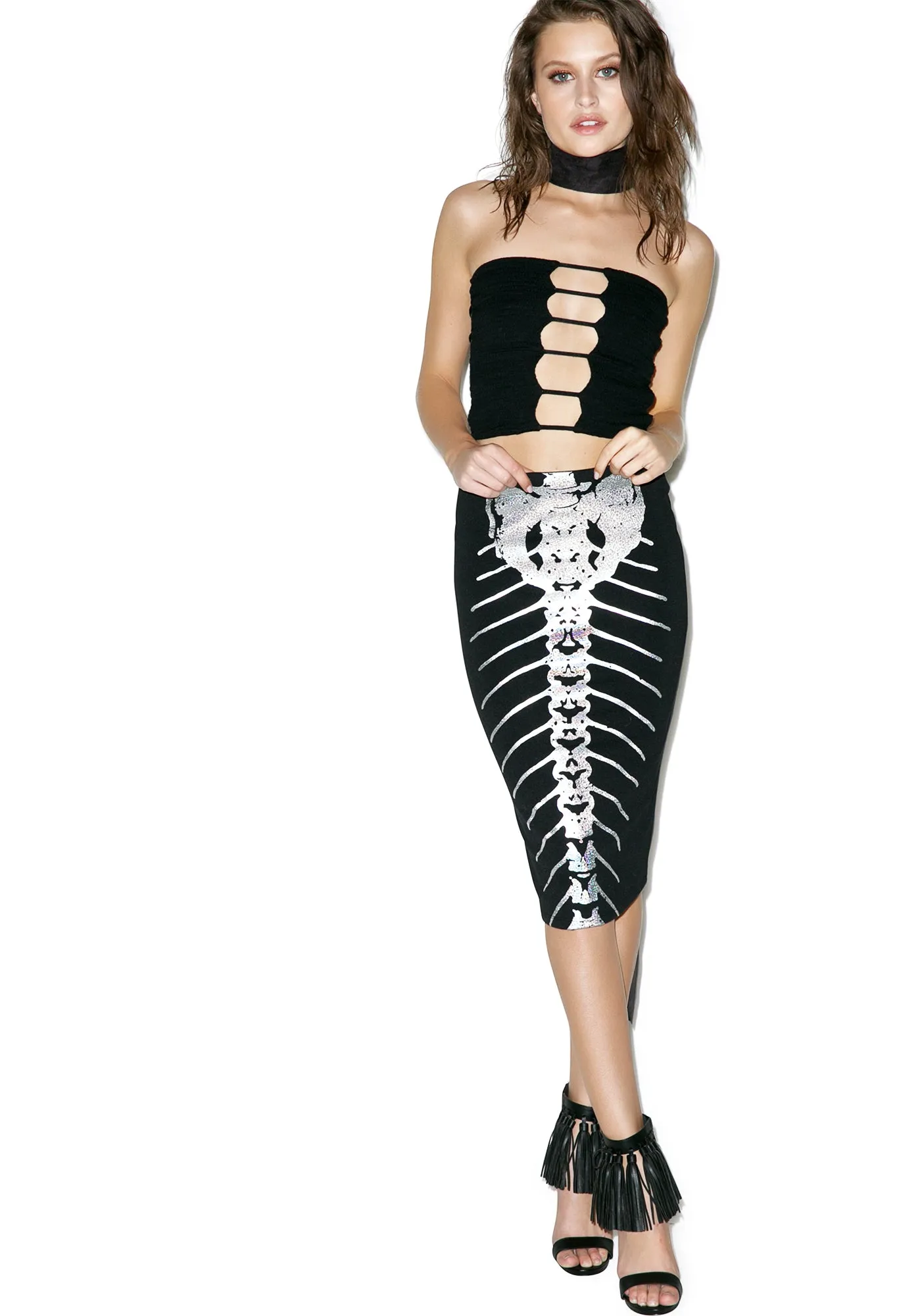 Bone Deep Pencil Skirt sold by Dolls Kill product image thumbnail 5