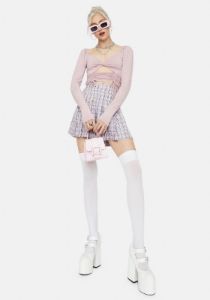 Mauve Breakin' The Rules Cutout Ruched Crop Top sold by Dolls Kill