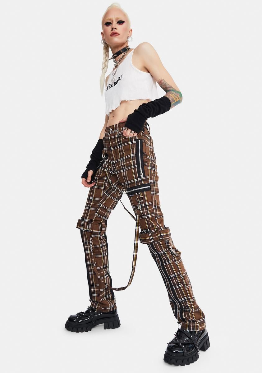 Desert Plaid Bondage Pants sold by Dolls Kill product image thumbnail 3