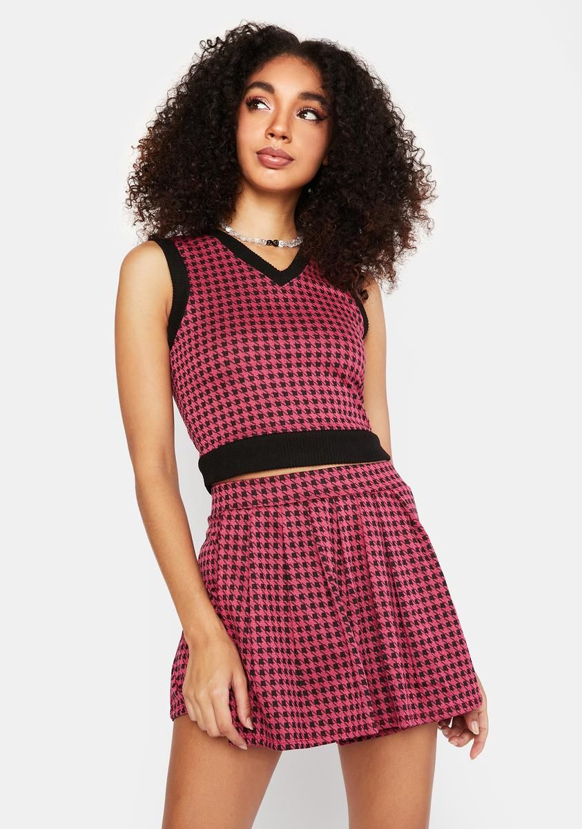 Knackered Houndstooth Pleated Skirt sold by Dolls Kill product image thumbnail 2
