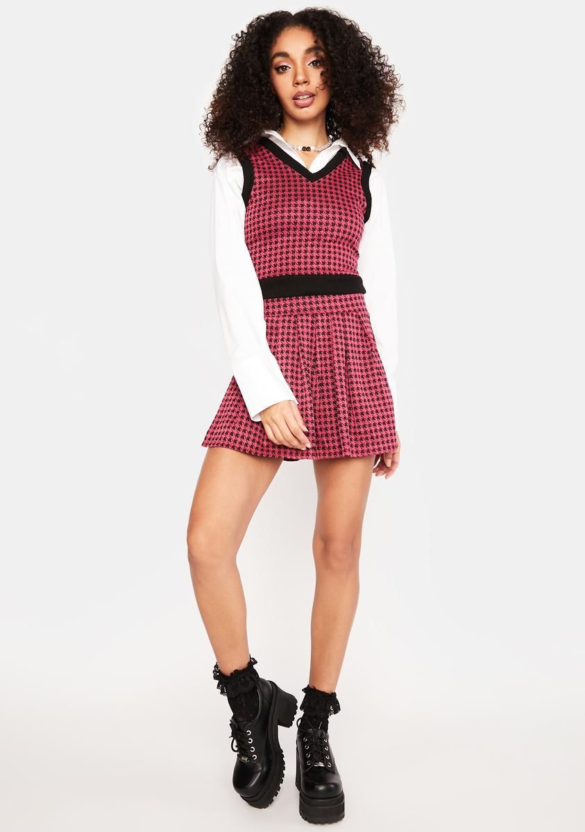 Knackered Houndstooth Pleated Skirt sold by Dolls Kill product image thumbnail 3