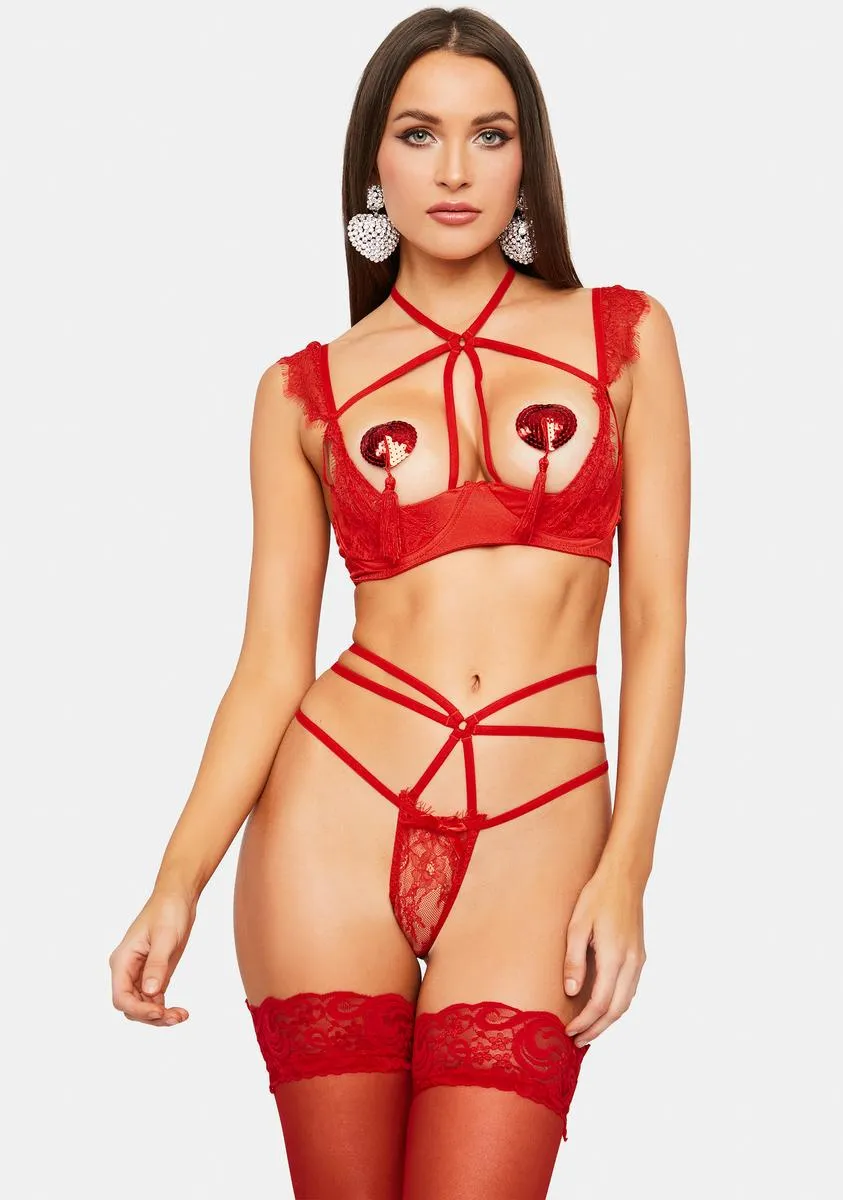 Perfect Match Demi Cup Bra Set sold by Dolls Kill