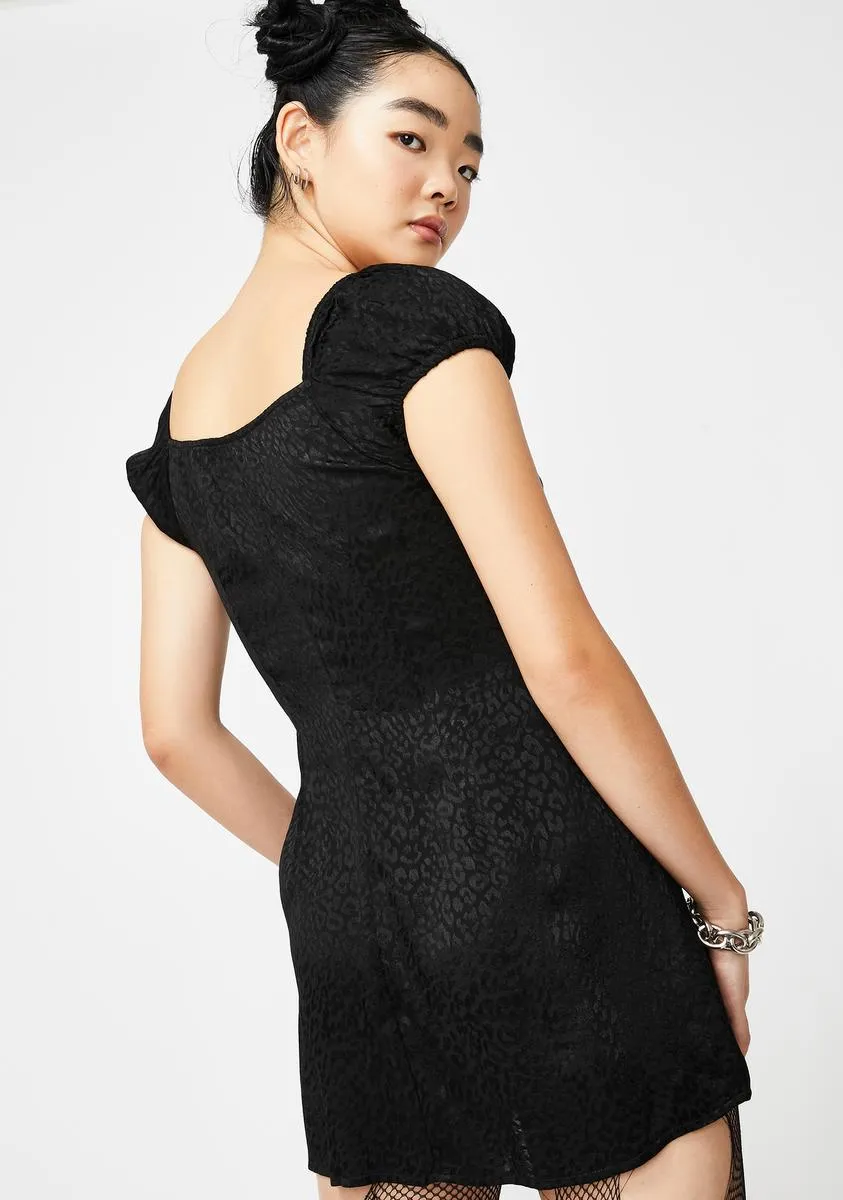 Black Cheetah Gaval Satin Dress sold by Dolls Kill product image thumbnail 4