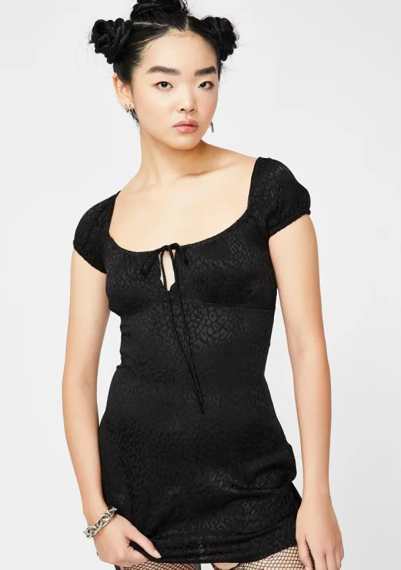 Black Cheetah Gaval Satin Dress sold by Dolls Kill