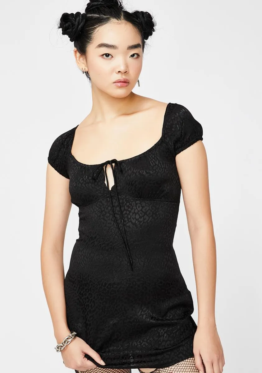 Black Cheetah Gaval Satin Dress sold by Dolls Kill