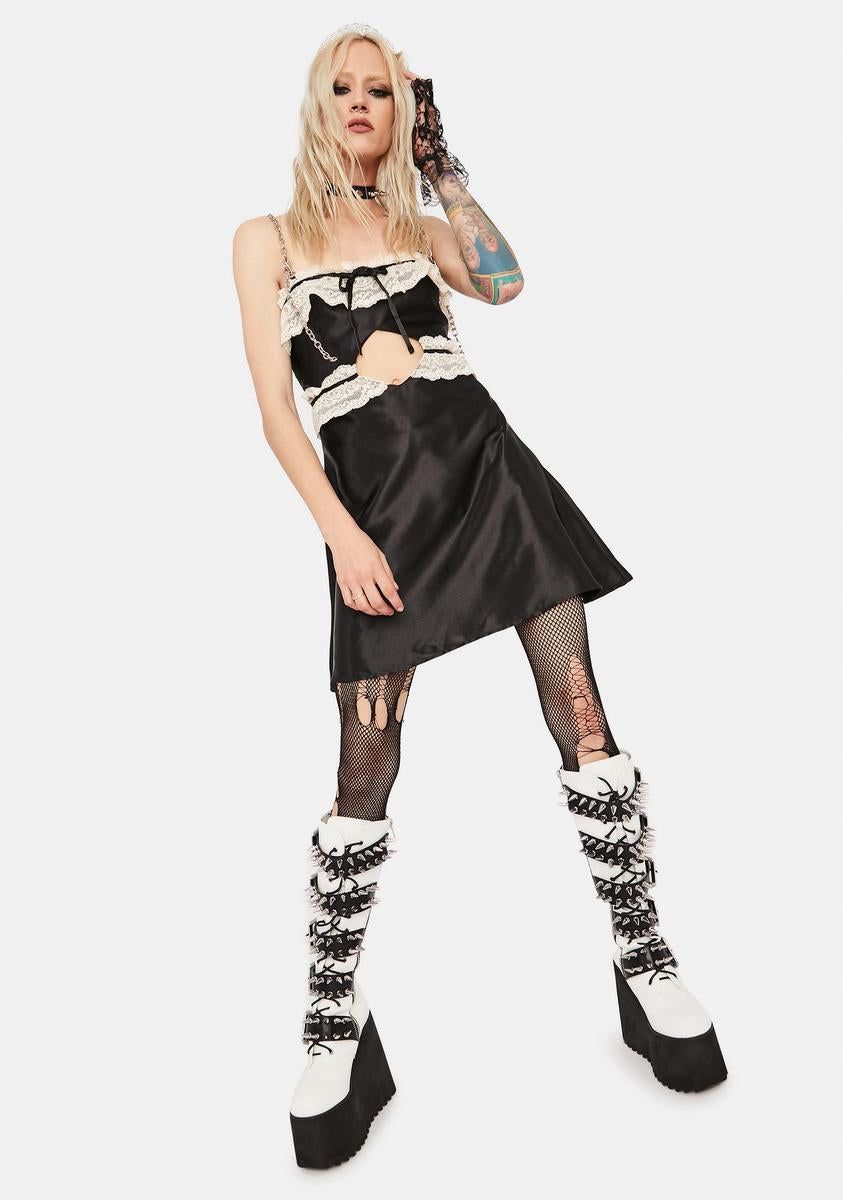 Black Chain Strap Satin Dress sold by Dolls Kill product image thumbnail 3