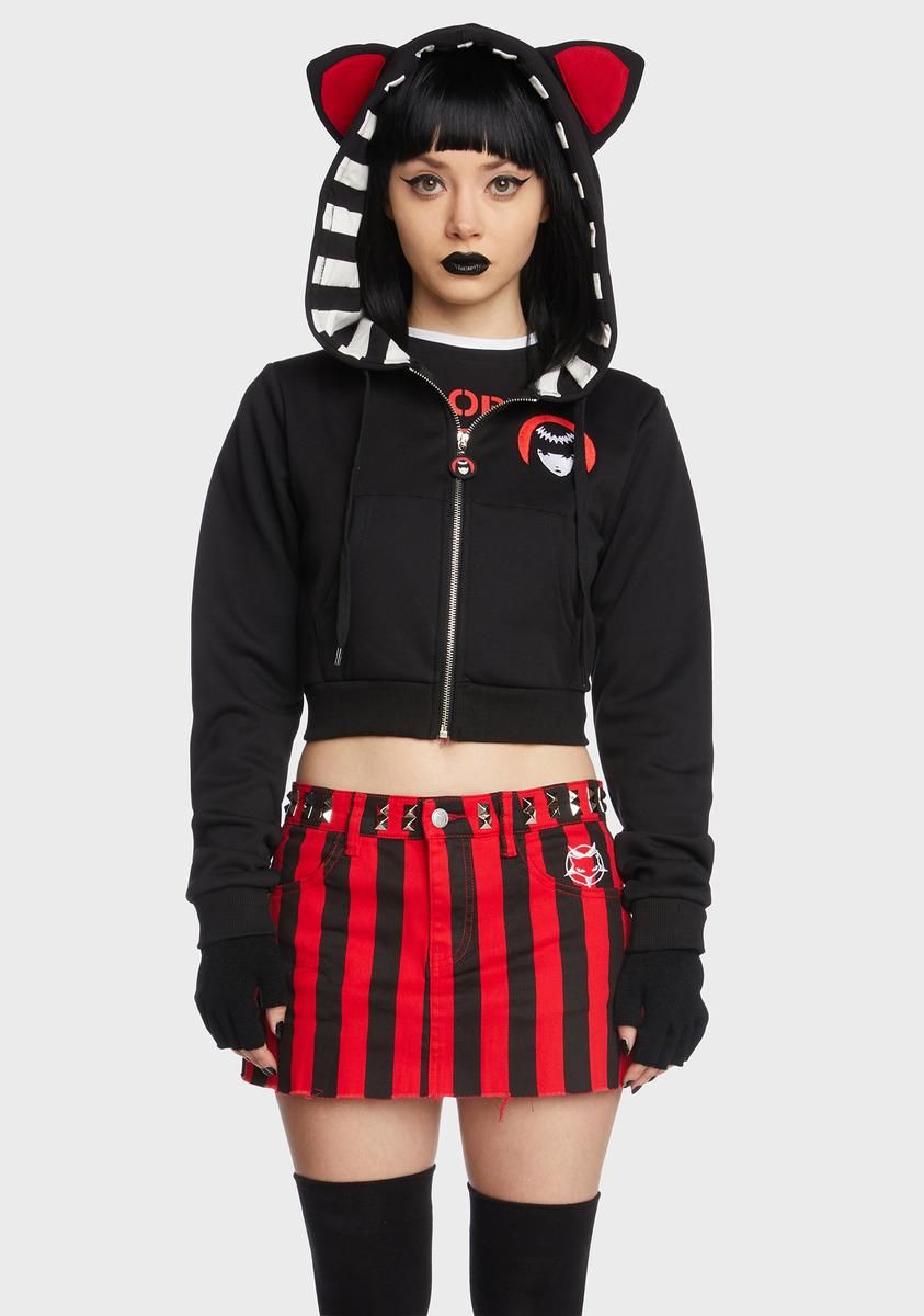 Cat Conspiracies Zip-Up Hoodie sold by Dolls Kill